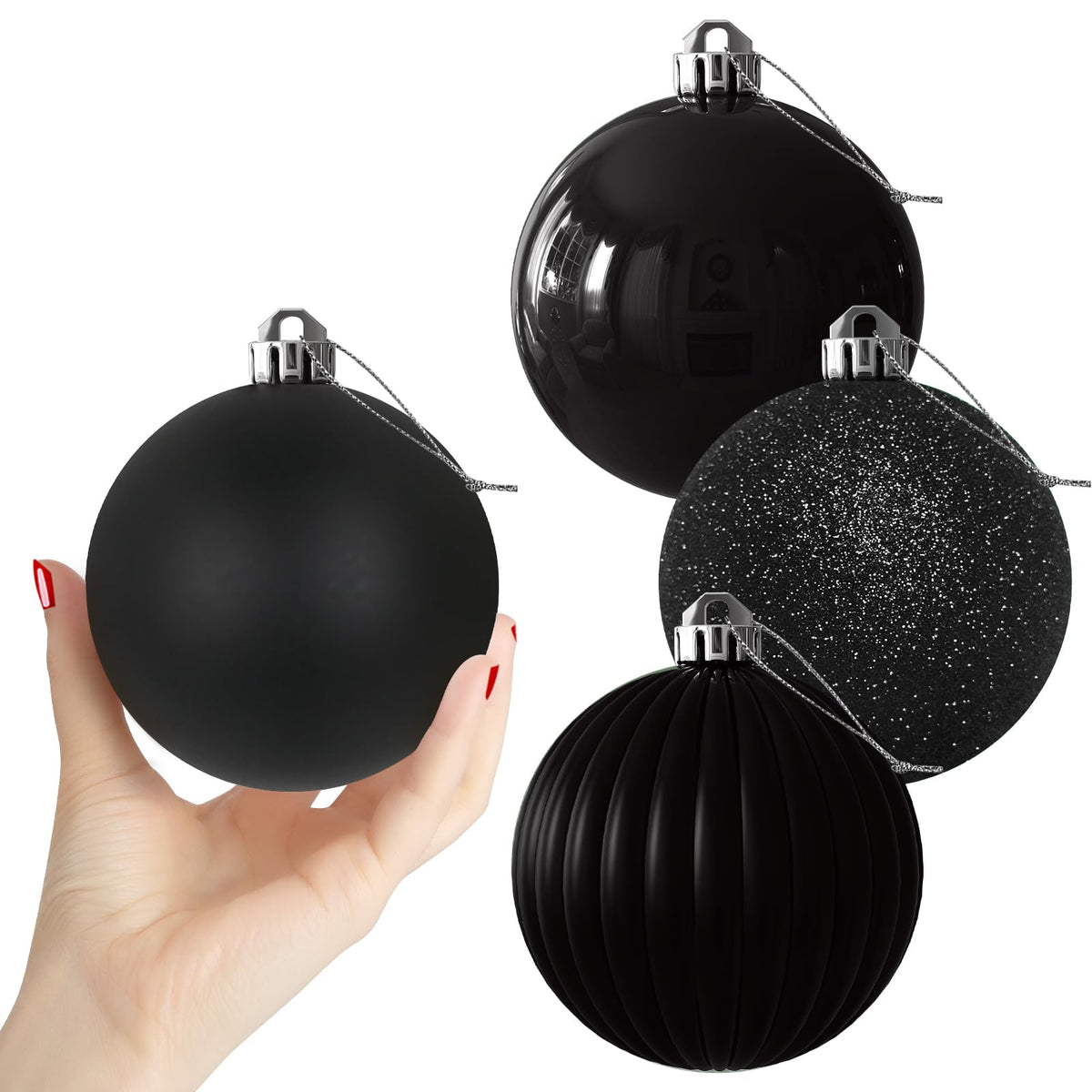 White 4.0" Large Christmas Balls - Christmas Tree Decoration Ornaments Shatterproof Hanging Balls for Birthday Halloween Holiday Wedding Decorations Set of 4pcs