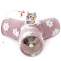 Tempcore Pet Cat Tunnel Tube Toys 3 Way Collapsible, Tunnels for Indoor Cats, Interactive Tube with Teaser Wand, Peek Holes & Hanging Ball, Black & Blue