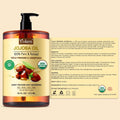 Yoken Organic Jojoba Oil 16oz, USDA Certified Cold Pressed for Skin Care | Cold Pressed Body Oil Women After Shower Unscented Carrier Massage Moisturizer Hydrating Nourishing Essential Mixing