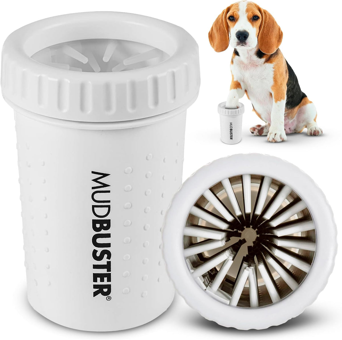 Dexas MudBuster Medium Dog Paw Cleaner, Fuchsia, Fits 1.5"-2.5" Wide Paws, Gentle Silicone Bristles for Quick, Easy Cleaning