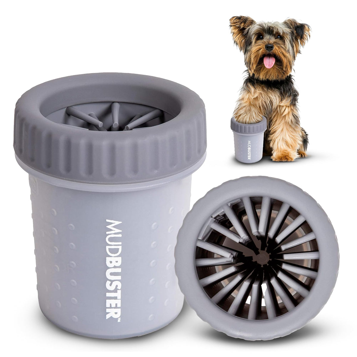 Dexas MudBuster Large Dog Paw Cleaner, Matte Black, Fits 2.5"-3.5" Wide Paws, Gentle Silicone Bristles for Quick, Easy Cleaning