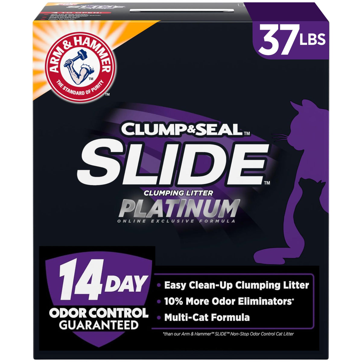 ARM & HAMMER Clump & Seal Platinum Clumping Cat Litter, Online Only, 37 Lbs | Clumping Litter, Rock-Hard Clumps, Baking Soda Odor Eliminators, 14-Day Odor Control