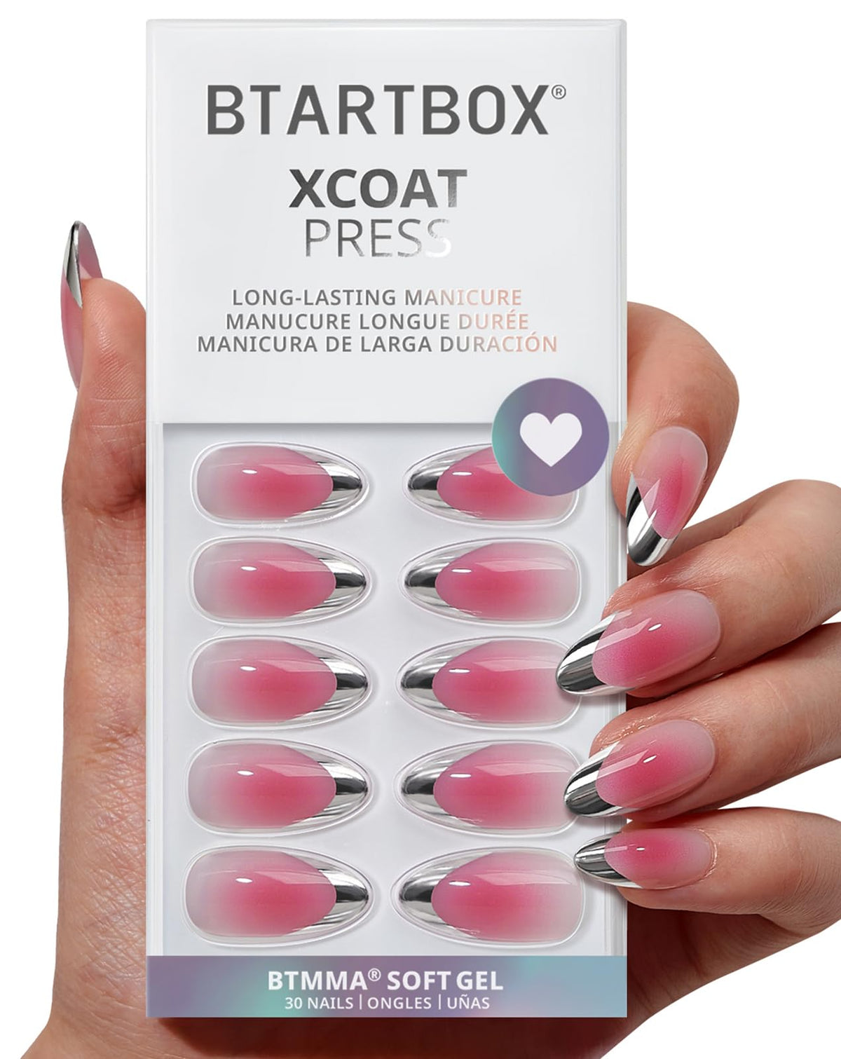 BTArtbox Press On Nails, Cream Puff, Short Almond, Ombre Off White, 32Ct | 2+ Weeks Wear, Salon-Quality Natural Nails, 10-Minute Easy Daily Application, Fast Removal, 16 Sizes, All-in-One Complete Kit