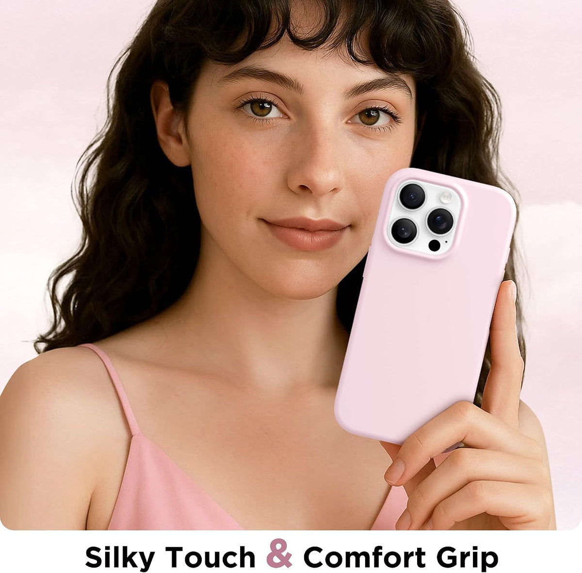GolbinBox Magnetic for iPhone 16 Pro Max Case, Silicone Cover, Chalk Pink