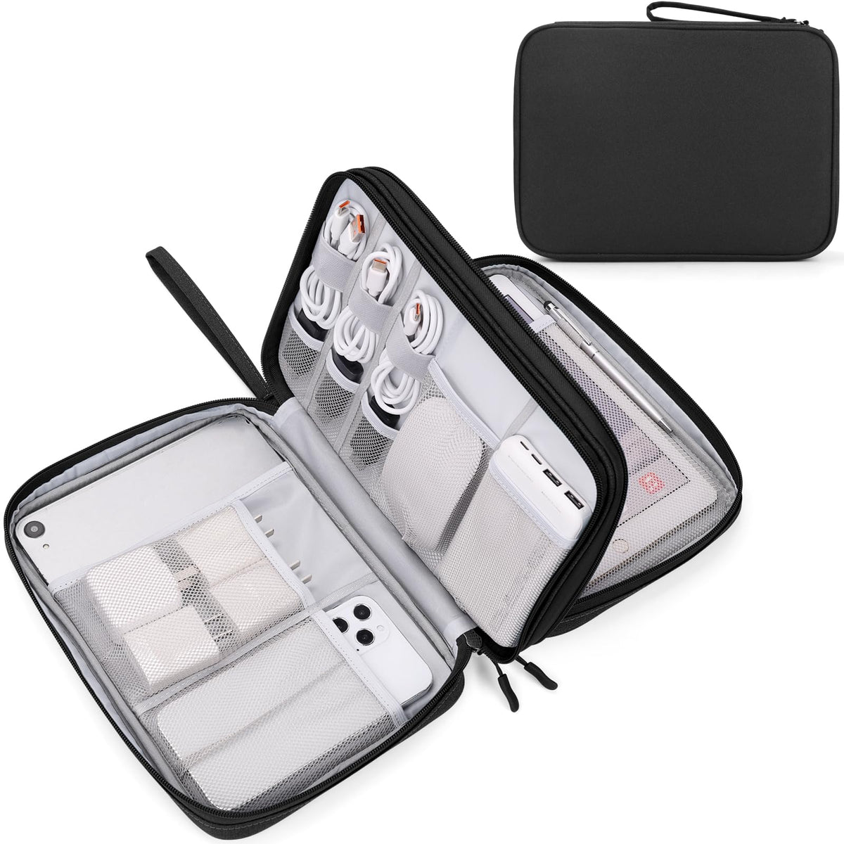 FYY Electronic Organizer, Travel Tech Pouch Bag, Cable Organizer Black