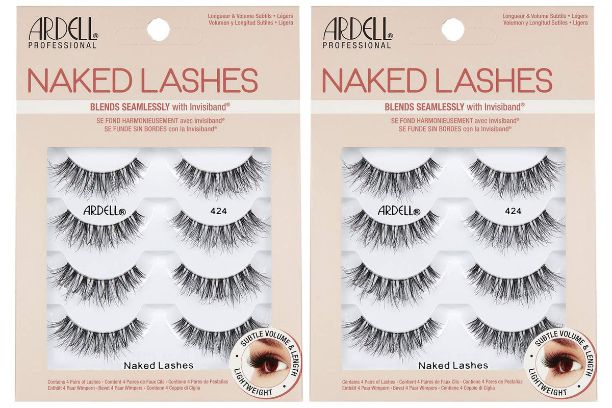 Ardell Naked Strip Lashes 421 Natural Looking False Eyelashes, 4 Pairs | Seamless Blend with Invisiband for Long-Lasting Lightweight Wispy Texture Adds Subtle Volume, Synthetic Hair, Cruelty Free