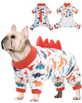 CuteBone Dinosaur Costume Dog Pajamas, Stretchy Spandex Crystal Velvet Sleepwear Coat for Small Dogs, Soft & Warm Pet Outfit Clothes for Cold Weather, Cozy Pullover Design COSP05XXL