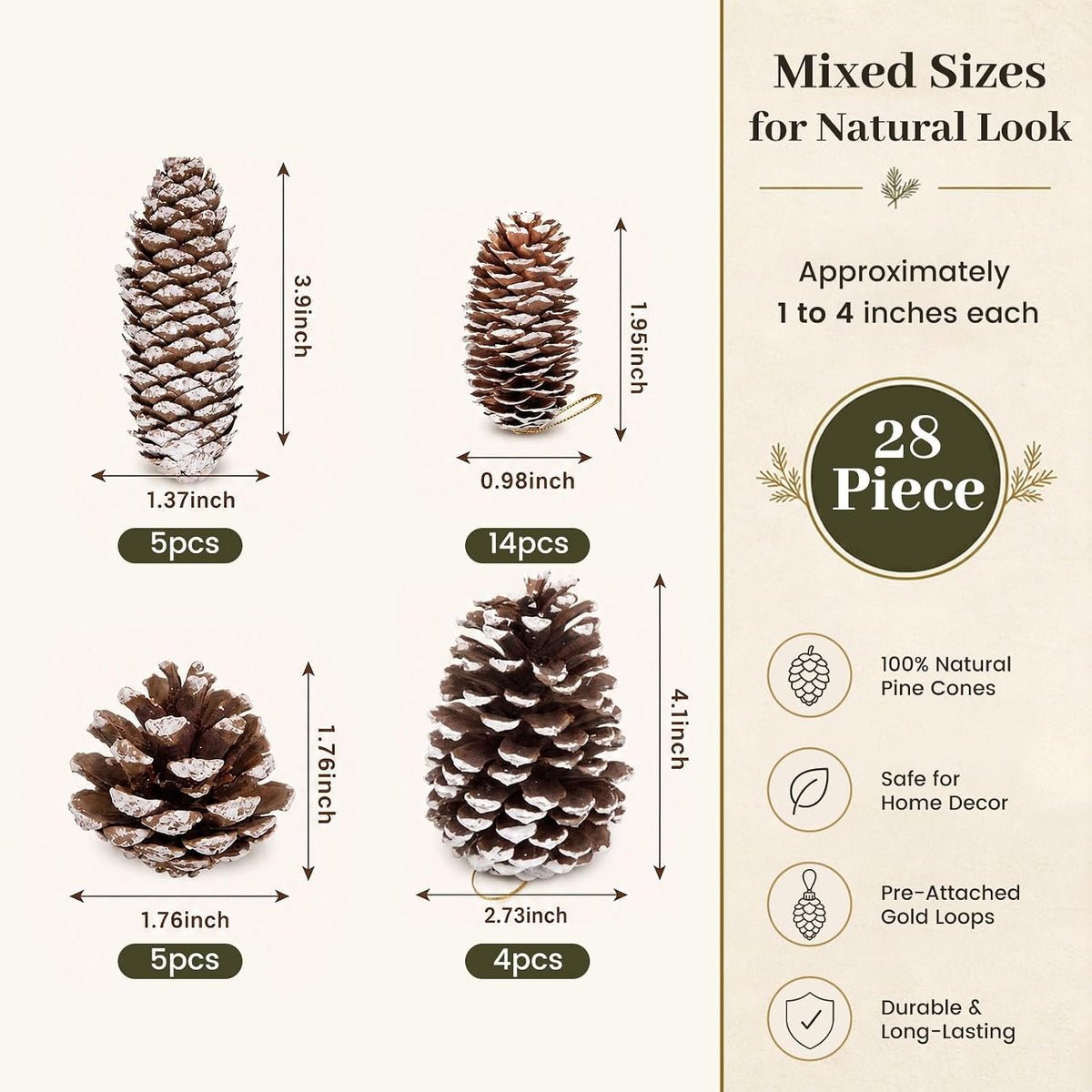 28 PCS Natural Pine Cones with Strings