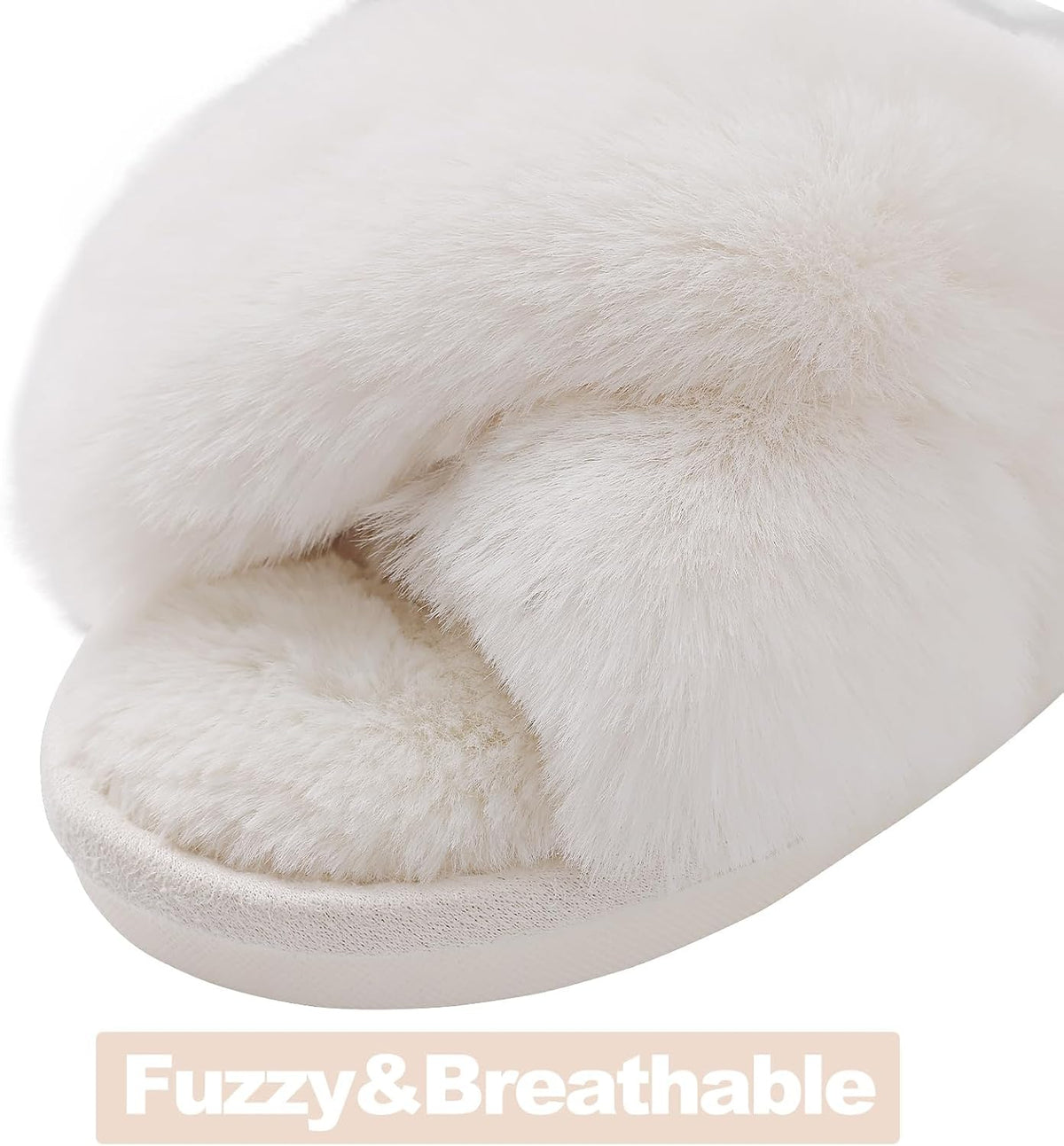Evshine Memory Foam Fuzzy House Slippers for Women