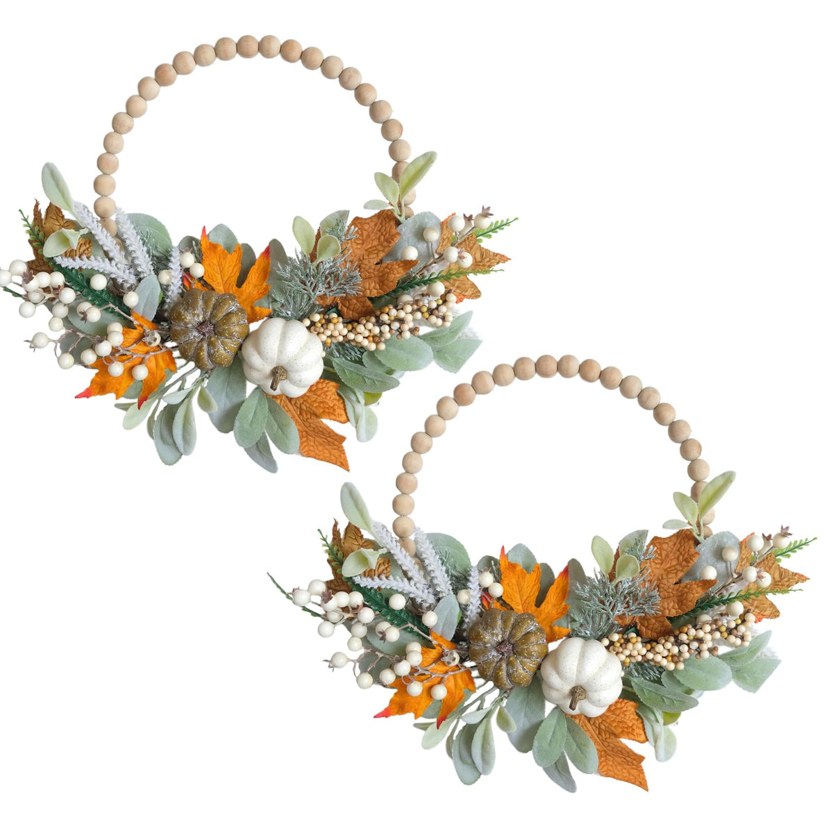 20" Harvest Fall Wreath for Front Door,Pumpkins Berries Autumn Wreaths