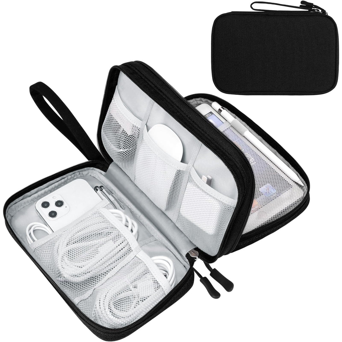 FYY Electronic Organizer, Travel Tech Pouch Bag, Cable Organizer Black