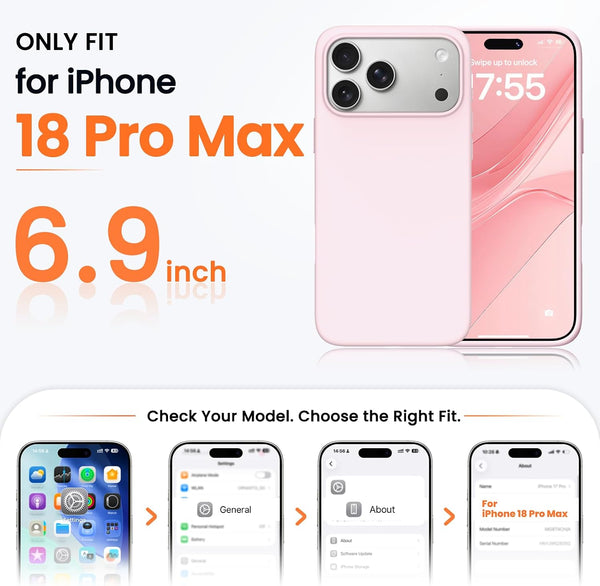 ORNARTO for iPhone 18 Pro Max Case, Liquid Silicone, Chalk Pink