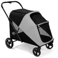 Pet Stroller for Small Dogs and Cats, One-Click Foldable Dog Stroller with Detachable Carrier & 3 Safety Tethers, Holds up to 33 lbs, Storage Basket & Cup Holder, Breathable Mesh, Black
