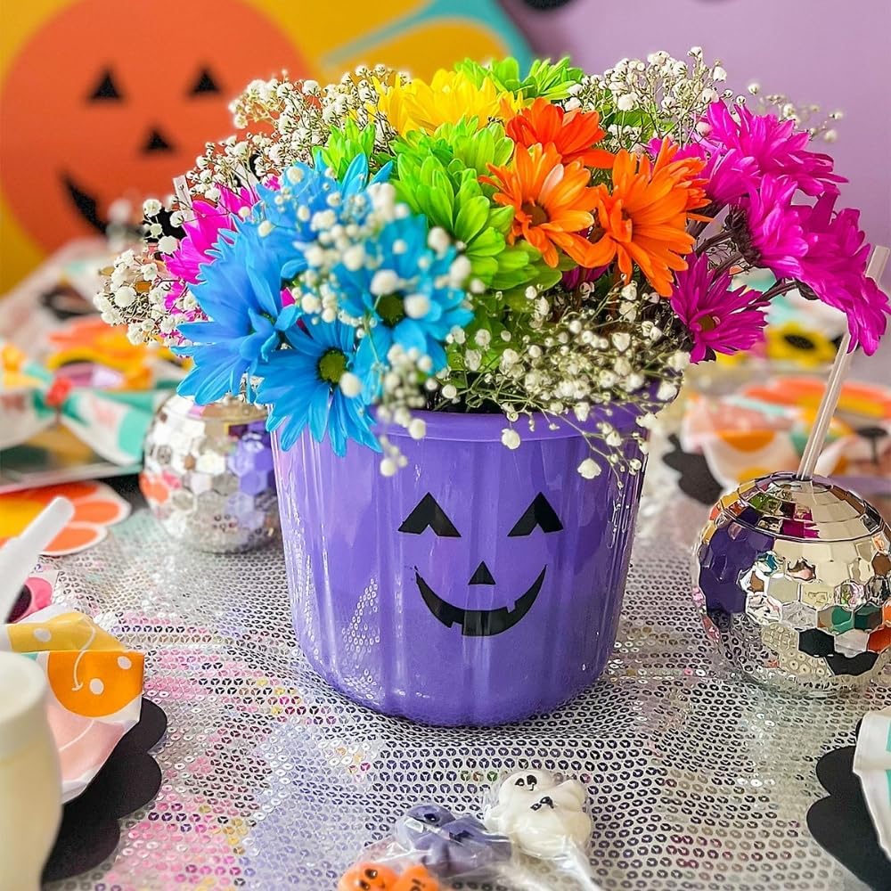 Fun Express Halloween Plastic Pumpkins Jack O Lantern Bucket Set of 12