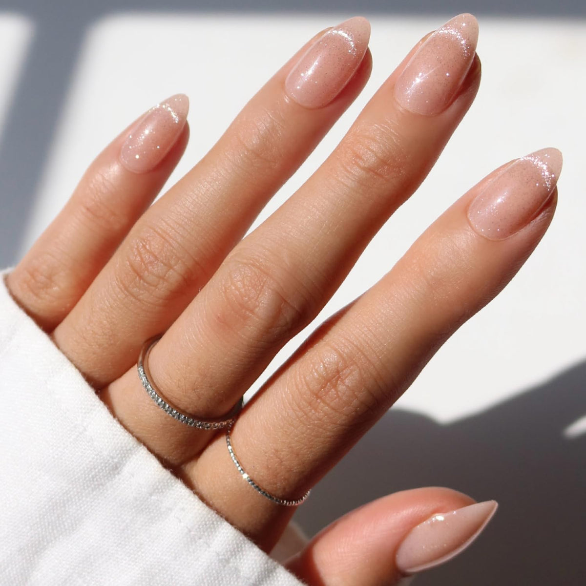 Glamnetic Press On Nails - Short Round, Glossy Fake Nails 30 Pc Full Kit | Neutral press on nails, 12 sizes. Everyday glue-on set. Waterproof, chip-resistant, up to 2 weeks wear