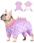 CuteBone Dinosaur Costume Dog Pajamas, Stretchy Spandex Crystal Velvet Sleepwear Coat for Small Dogs, Soft & Warm Pet Outfit Clothes for Cold Weather, Cozy Pullover Design COSP05XXL