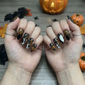 Halloween Press on Nails Medium Almond Ghost Fake Nails 30Pcs
