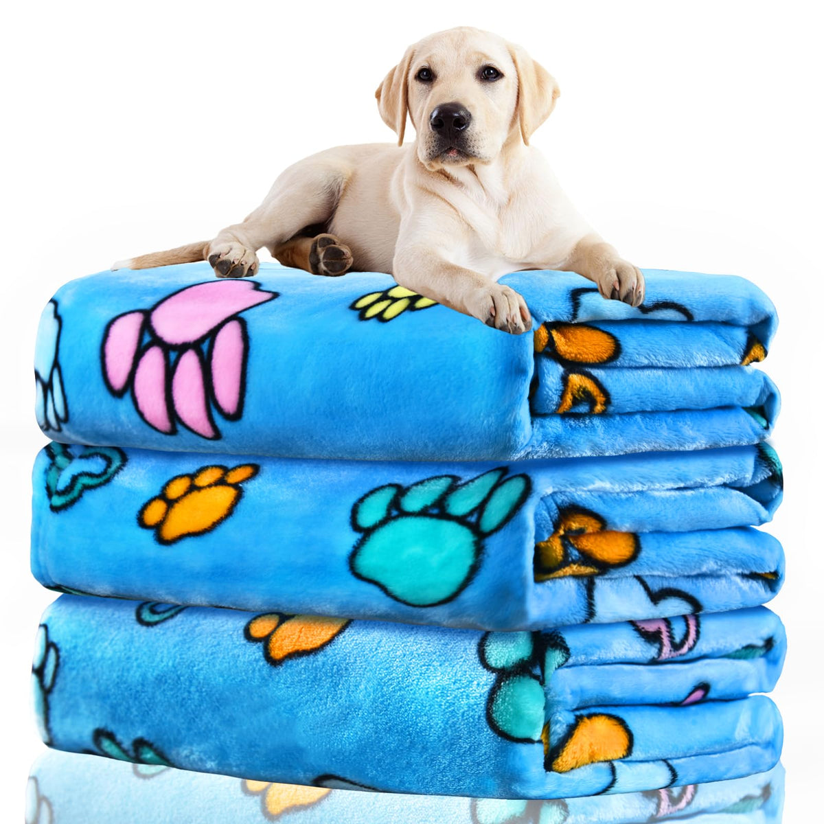 Rezutan 1 Pack 3 Blankets for Dogs, Dog Blanket for Large & Medium Pet Cat, Premium Soft Fluffy Suitable for Dog Kennels & Beds, Sofas, Gifts Puppy Essentials, 41x31inch, Gray/Blue/Beige