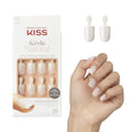 KISS Salon Acrylic Press On Nails, Nail glue included, 'Cashmere', French, Medium Size, Squoval Shape, Includes 28 Nails, 2g Glue, 1 Manicure Stick, 1 Mini file