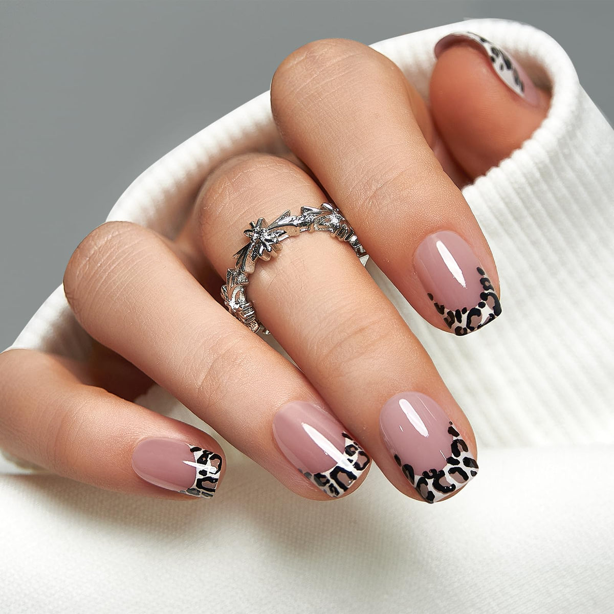 CurvLife Milky White Square Press on Nails Short, Soft Gel Fake Nails with Clean Nude Apricot Design Full Cover False Nails Glossy Nude Glue on Nails Artificial Stick on Nails for Women