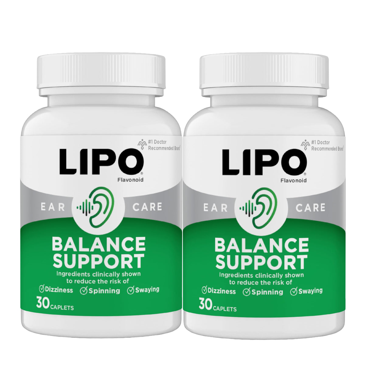 LIPO Balance Support Supplement for Dizziness & Vertigo - Inner Ear Health & Circulation Formula with Ginkgo Biloba, Vitamin D & B Complex - Supports Balance & Stability - 30 Ct