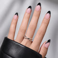Halloween Press on Nails - French Tip Press on Nail with Blakc Web Bat, Short Almond Fake Nails Reusable Nails Press ons, 32 Pieces in 16 Sizes False Nails Kit with Glue, Grave Whisper