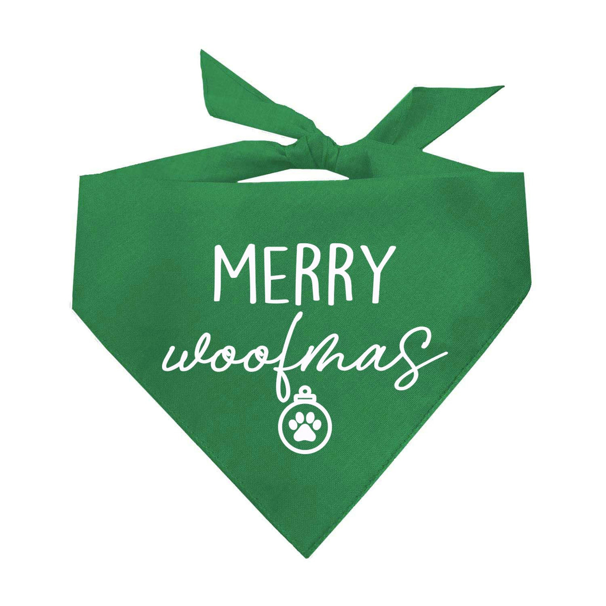 Merry Woofmas Dog Bandana | Pom Poms | 100% Cotton Adjustable Triangle | Made in USA | Christmas | Holiday Season | Winter Wonderland | Gift |Red, Trim 3, One Size (927)