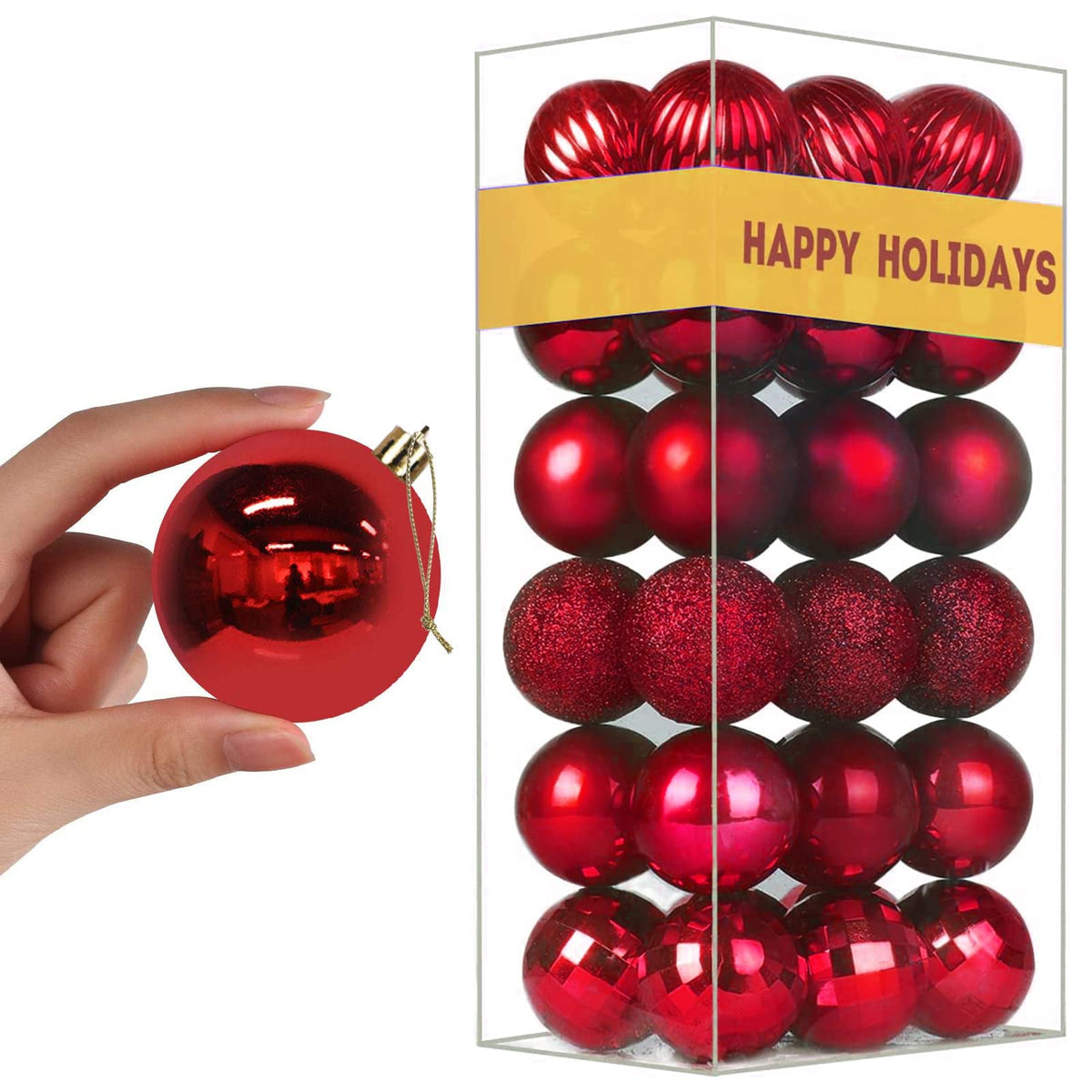 White 4.0" Large Christmas Balls - Christmas Tree Decoration Ornaments Shatterproof Hanging Balls for Birthday Halloween Holiday Wedding Decorations Set of 4pcs