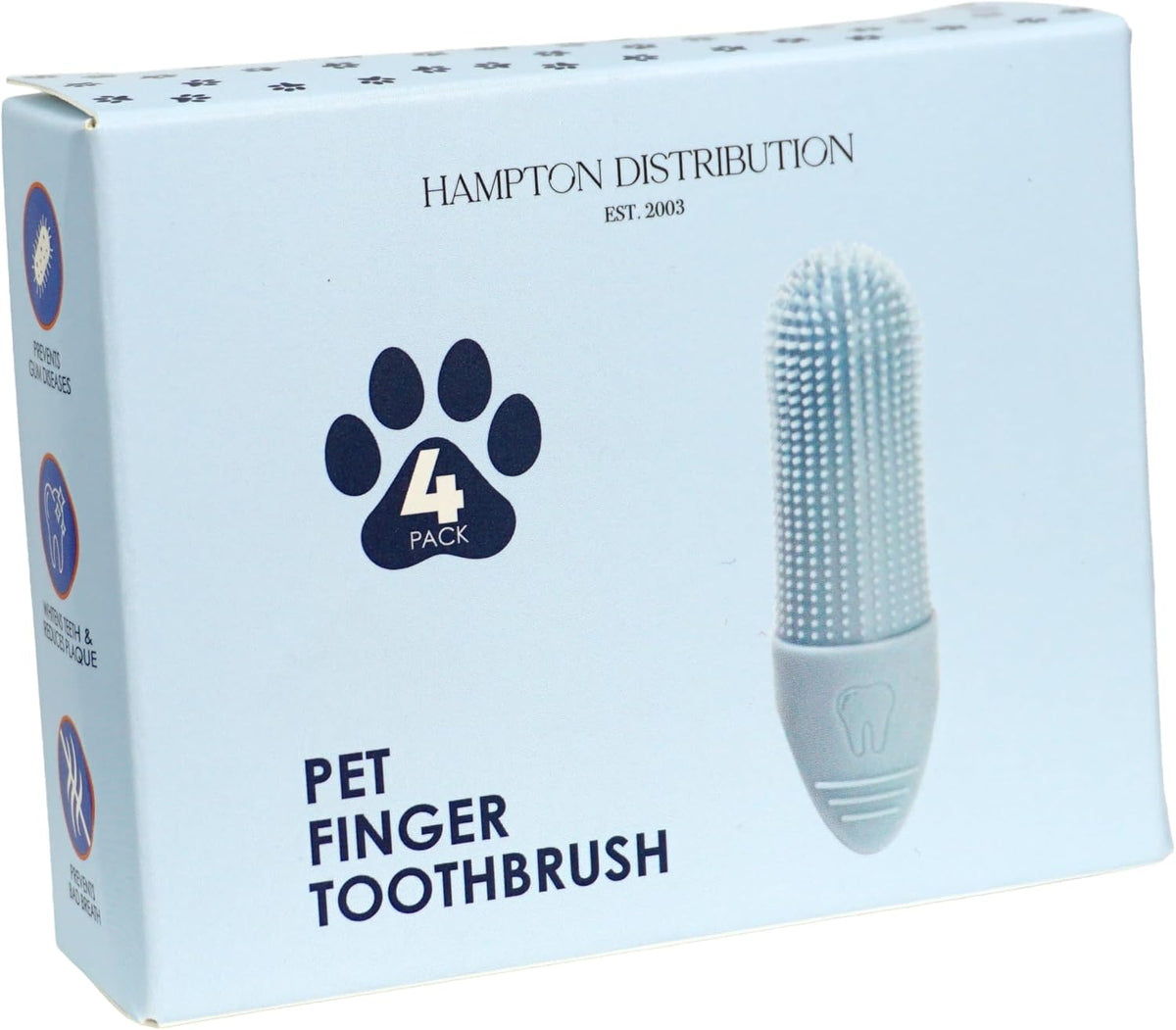 Hampton Distribution 4-Pack Pet Dental Care Kit - 360° Silicone Dog & Cat Finger Pet Toothbrush