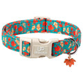 Fall Plaid Dog Collar with Maple Leaf Charm – Adjustable Autumn Checkered Dog Collar for Small Medium Large Dogs, Soft Cotton Puppy Collars with Quick Release Buckle and Metal D-Ring