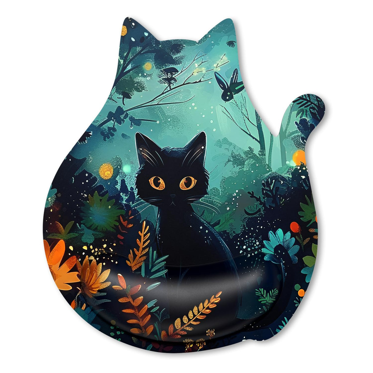 Ergonomic Mouse Pad with Wrist Rest, Cute Cat Memory Foam Padded Pain Relief Non-Slip Wrist Support Mouse Mat for Gaming Work Computer Laptop, Funny Office Supplies Desk Accessory, Jet Black