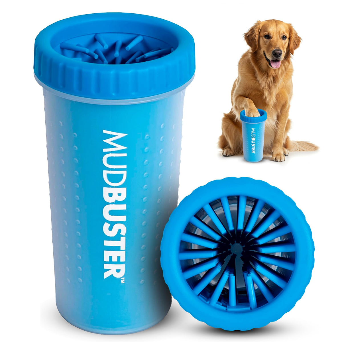 Dexas MudBuster Large Dog Paw Cleaner, Matte Black, Fits 2.5"-3.5" Wide Paws, Gentle Silicone Bristles for Quick, Easy Cleaning
