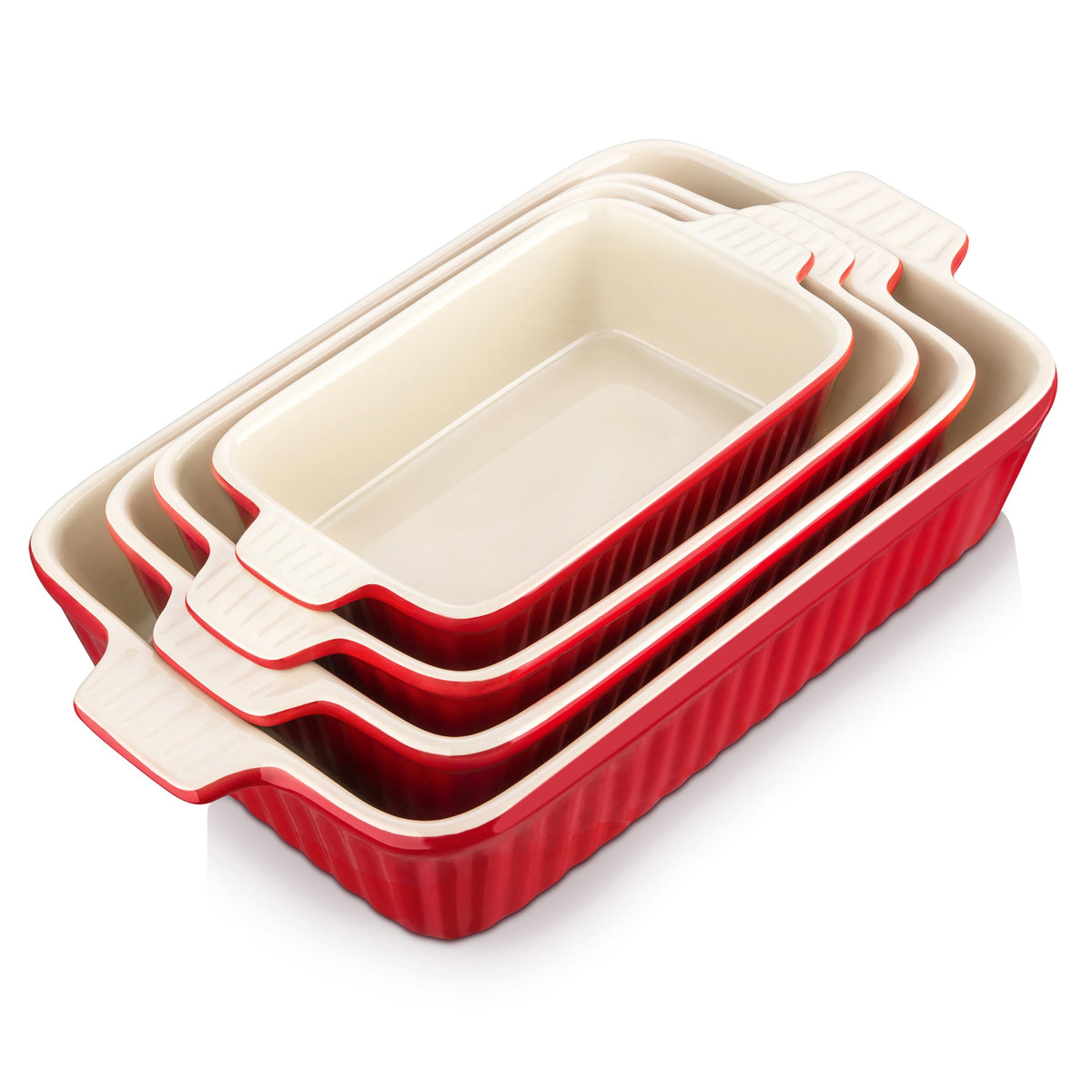 MALACASA Casserole Dishes for Oven, Ceramic Baking Dishes Set of 4,Orange