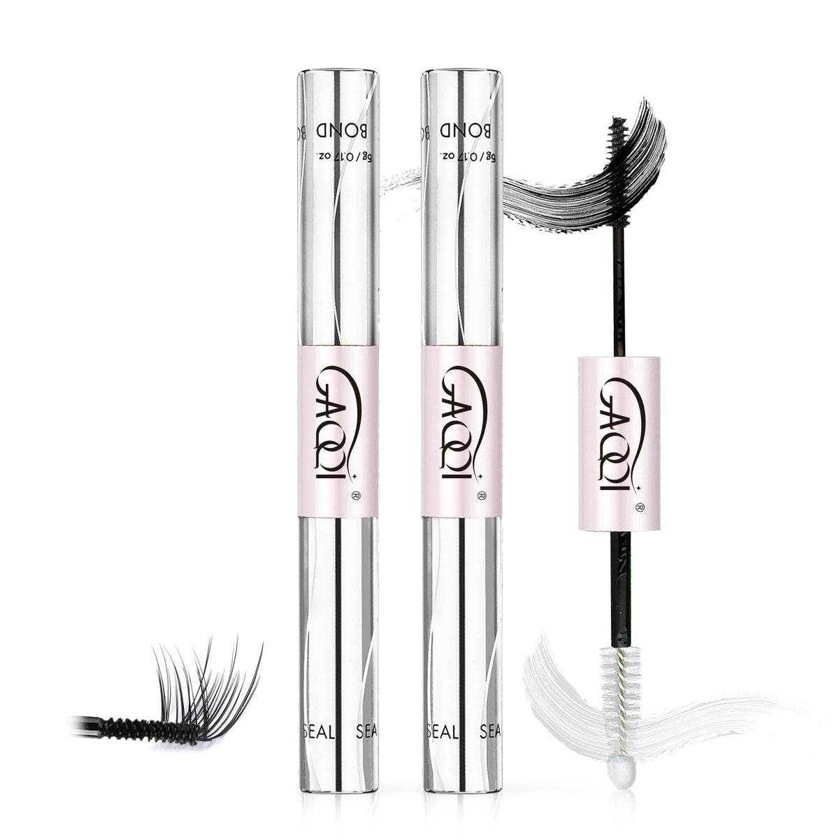 GAQQI Lash Cluster Glue, Lash Bond and Seal Waterproof, Bond & Seal Eyelash Glue for Clusters, Eyelash Adhesive Black Long-Lasting 72H, Latex-Free（5ml+5ml）