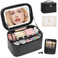 OCHEAL Makeup Bag, Portable Cosmetic Bag, Large Capacity Travel Makeup Case Organizer, Black For Women Toiletry Bag for Girls Traveling With Handle and Divider