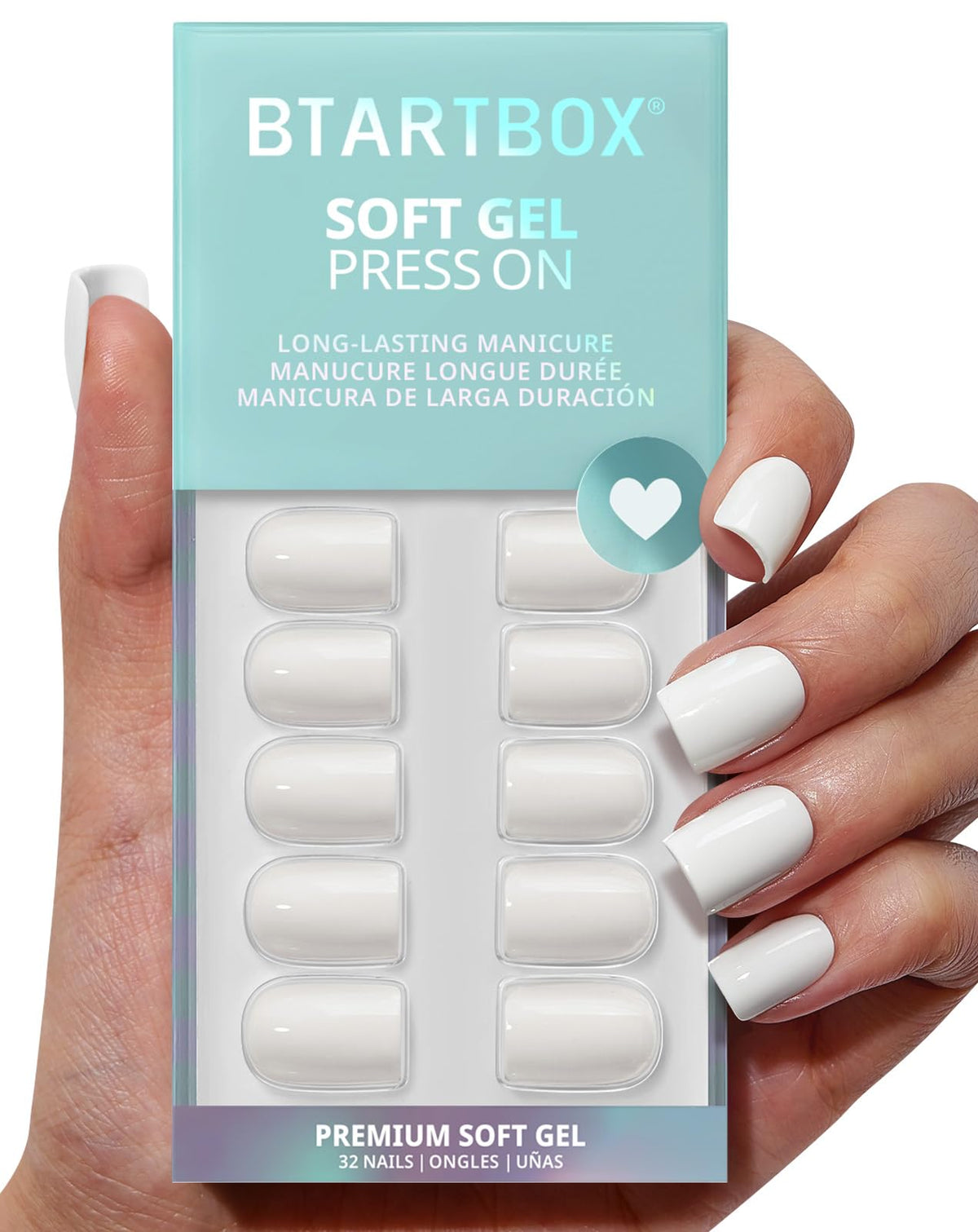 BTArtbox Press On Nails Square - Solid Pink Short Press On Nails with Glue for Women, Opaque Soft Gel Glue On Nails in 16 Sizes - 32 Stick On Nails Kit, Yoga
