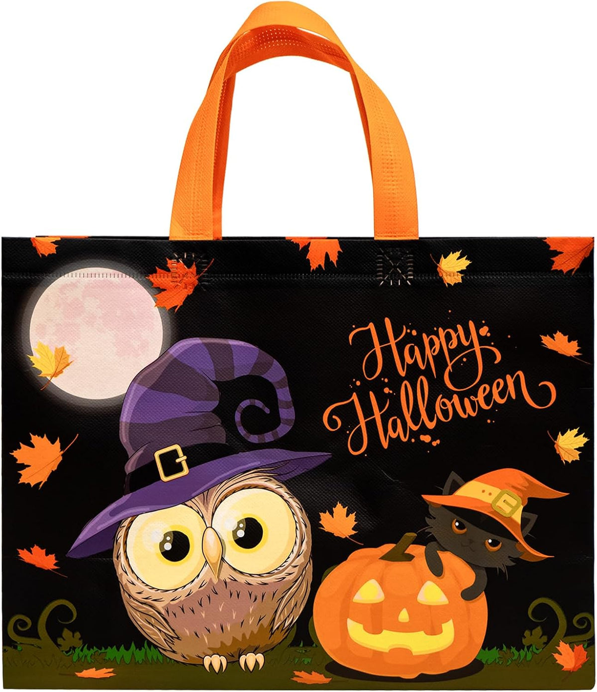 Loveinside Halloween Medium Recycled Gifts Bags with Handles, Reusable Halloween Party Gift Bag, Shopping Bag - 13" x 5" x 10", 1 Pcs, Owl Design