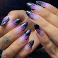 Halloween Press on Nails Medium Almond MABKJLF Fake Nails Glow in The Dark Full Cover Nightmare Christmas False Nails Glossy Glue on Nails Artificial Acrylic Nails for Women Girls 24 Pcs