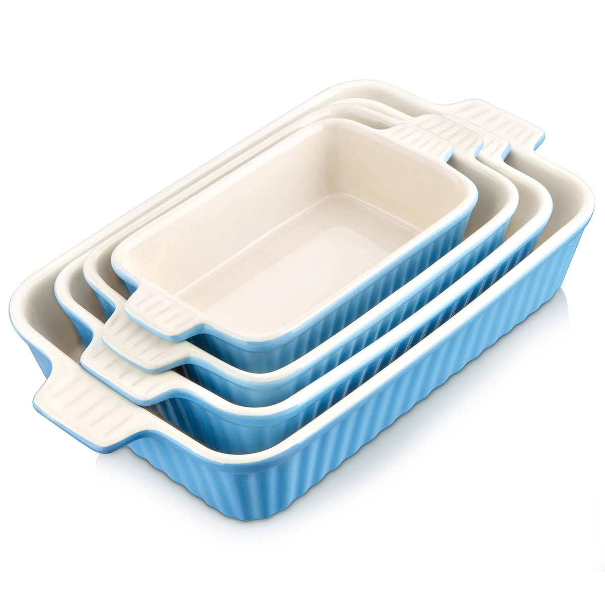 MALACASA Casserole Dishes for Oven, Ceramic Baking Dishes Set of 4,Orange