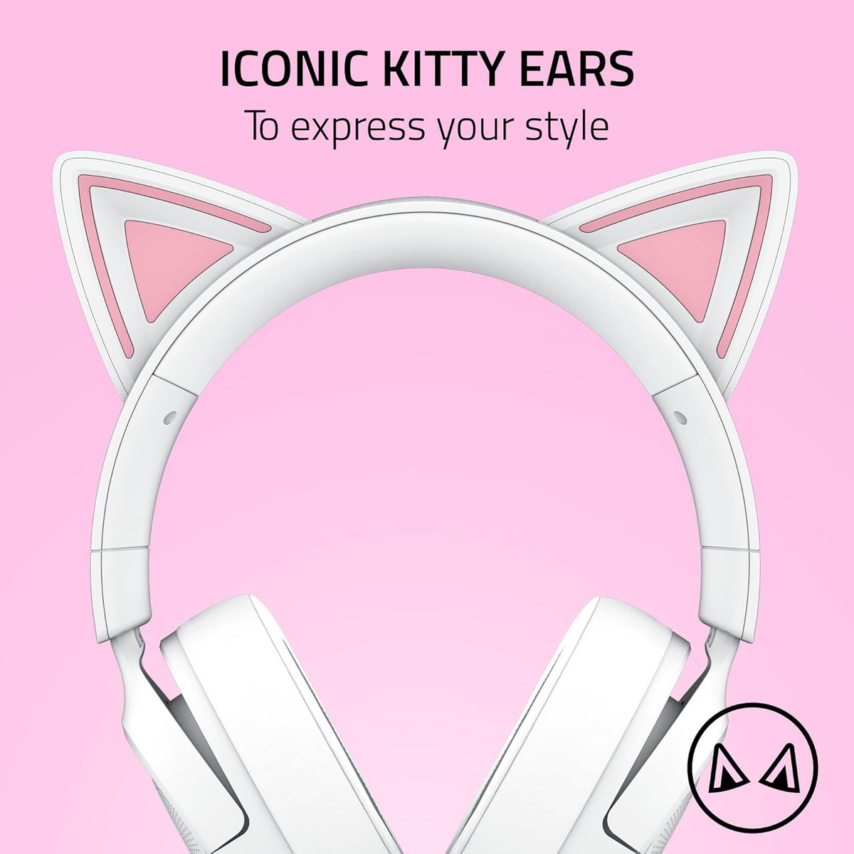 Razer Kraken Kitty V3 X Wired Gaming Headset, Kitty Ears, White