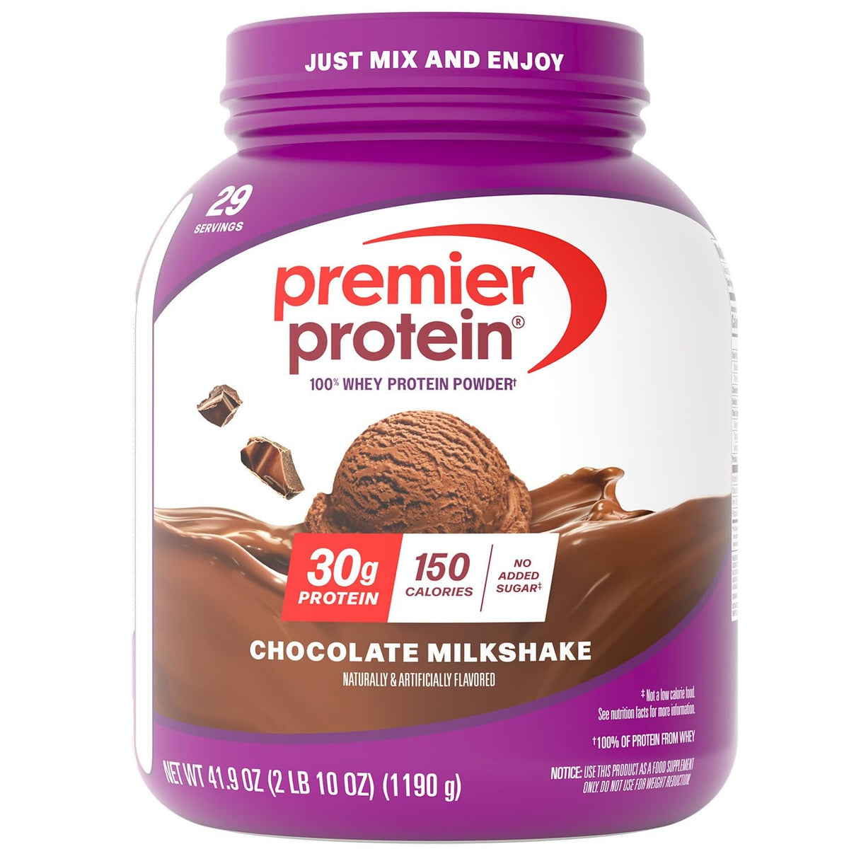 Premier Protein Powder, Vanilla Milkshake, 30g Protein, 1g Sugar, 100% Whey Protein, Keto Friendly, No Soy, Gluten Free, 23.3 oz (17 Servings)