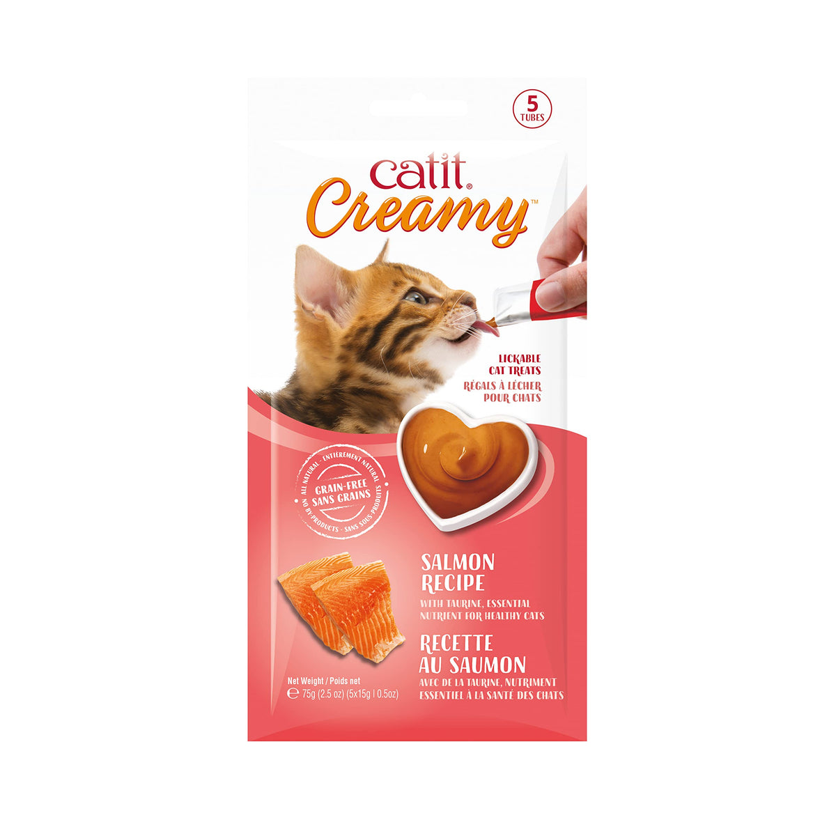 Catit Creamy Lickable Cat Treat – Healthy Variety of Flavors, 50 Pack, Hand-Feed or Serve, Nutrient-Rich Squeeze Tube, 0.5 oz Each