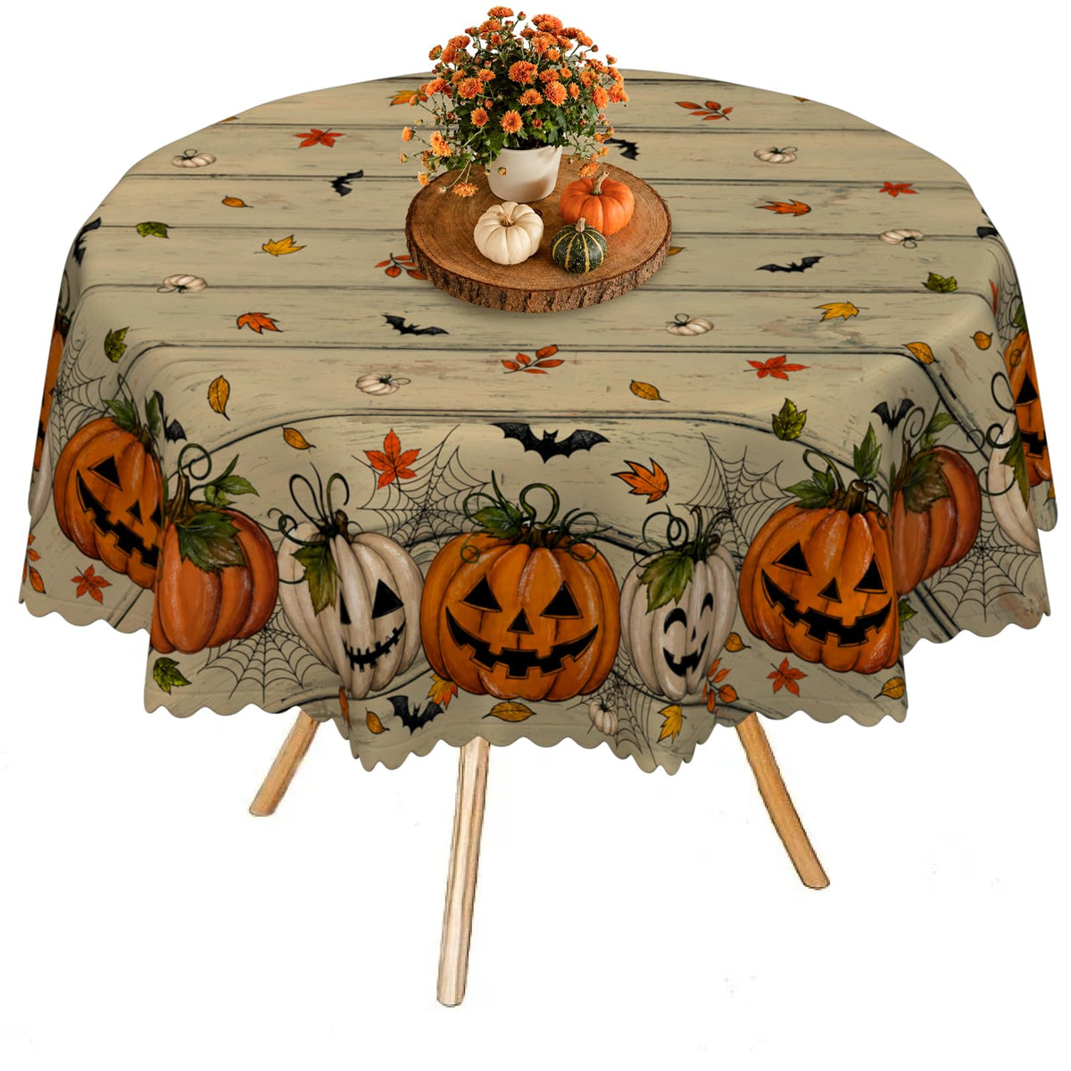 Fall Thanksgiving Tablecloth Waterproof Pumpkin Table Cloths for Autumn Harvest Indoor Outdoor Dining Room Decor-60 * 84" Oval