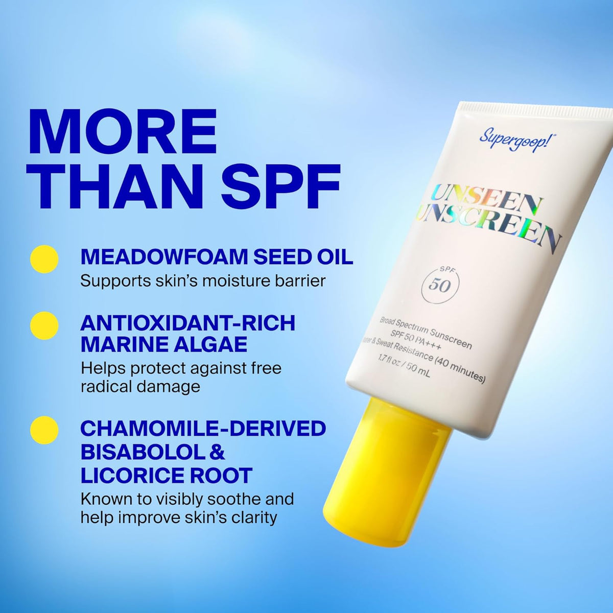 Supergoop! Unseen Sunscreen - SPF 50 - Clear & Invisible Face Sunscreen + Broad Spectrum + Makeup-Gripping Primer - Weightless, Scentless, Oil Free