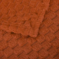 Puncuntex Burnt Orange Throw Blanket 50"×60" Fuzzy 3D Jacquard Decorative