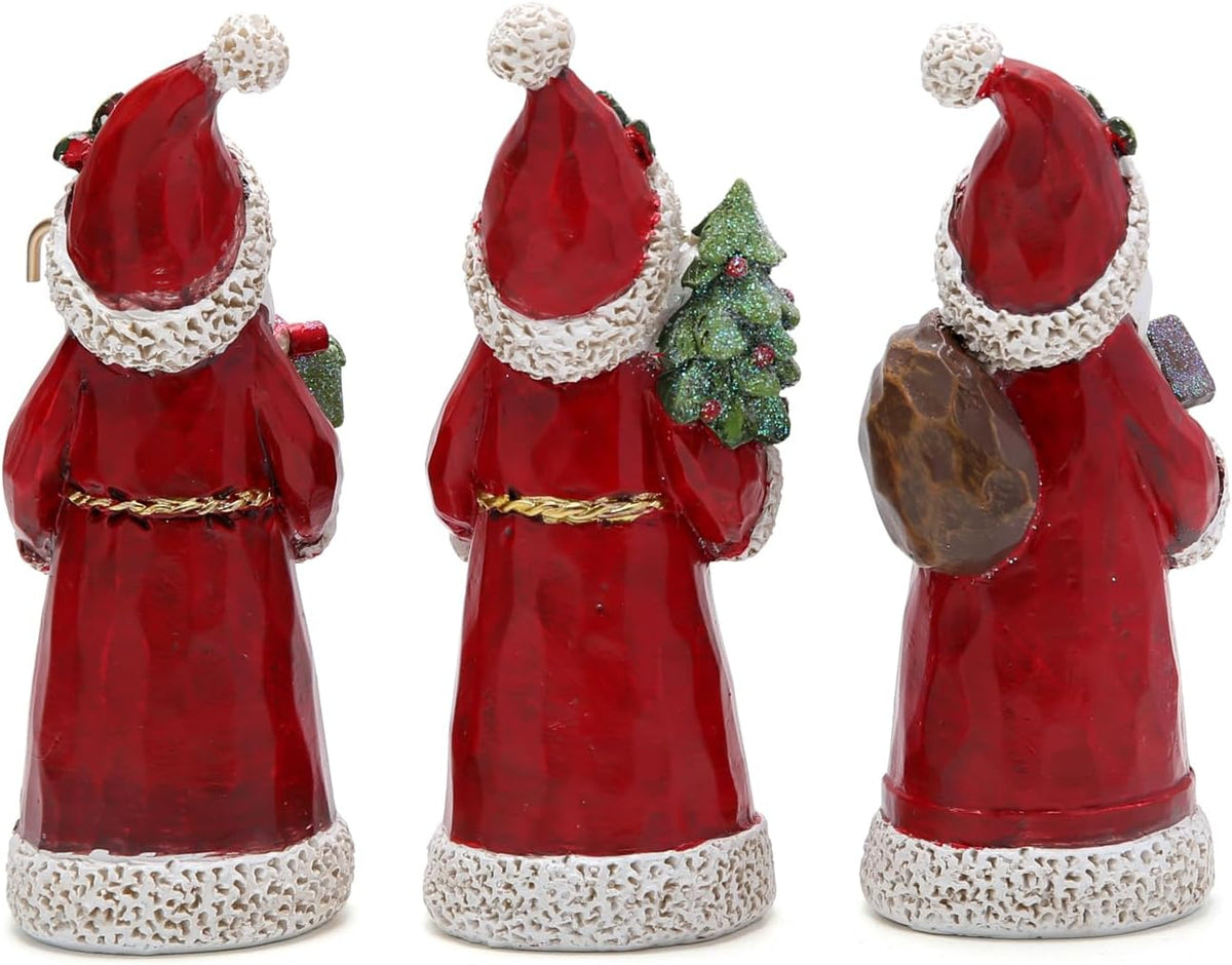 Hodao Santa Claus Decorative Figurine - Home Decor - Autumn Thanksgiving - Handcrafted - Perfect Choice for Christmas Home Decor and Indoor Holiday Display(3 PCS) (Red)