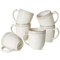 LE TAUCI Coffee Mugs Set of 6, 12 oz Ceramic Coffee Cups with Handle for Latte, Milk, Tea, Cappuccino, Mocha, Cocoa, Microwave Oven Dishwasher Safe - 3.6 inch, Birch