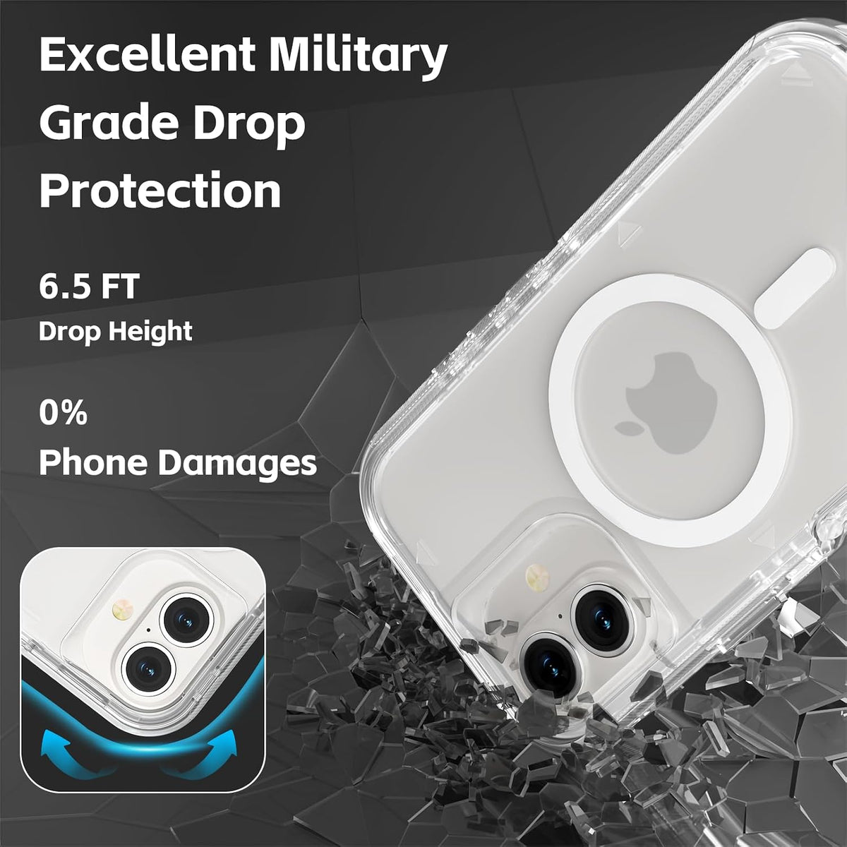 Follaroma Magnetic for iPhone 16 Plus Case, Heavy Duty Phone Cases, Clear