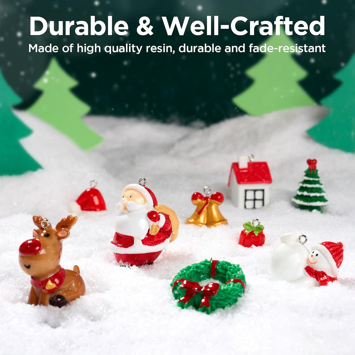 Mini Christmas Ornaments 24pcs, Miniature Christmas Tree Ornaments Set