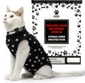 Cat Surgery Recovery Suit Female Cat Onesie for Cats After Surgery Spay Surgical Abdominal Wound Skin Diseases E-Collar Alternative Wear Kitten (Black, Large)